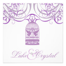 Charming Liliac Birdcage Wedding Invitation
