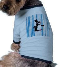 Charming Penguin on Blue Curtain Pet Tee