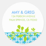 Chartreuse and Turquoise Address Labels Round Stickers