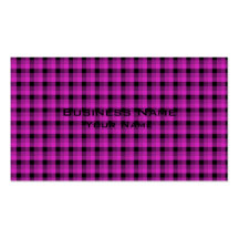 Check Pattern. Bright Pink and Black. Business Card