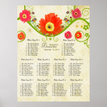 Checked Gerber Daisy Seating Chart 10 Tables Posters
