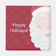 Cheerful Christmas Magnet with Curly Beard Santa