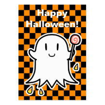 Cheerful Ghost Halloween card (edit your message) Business Card Templates