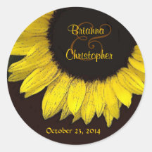 Cheerful Yellow Sunflower Wedding Sticker