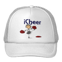 Cheerleader I Cheer Stick Figure Mesh Hats