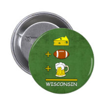 Cheese Football Beer Wisconsin Buttons