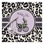 Cheetah Girl Invitation Square Lilac