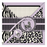 Cheetah Girl Square Card 2 Lilac Personalized Invitations