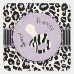 Cheetah Girl Square Sticker Lilac