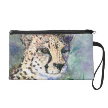 Cheetah Portrait aceo Wristlet Clutch