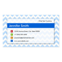 Chef de Cuisine - Modern Blue Chevron Business Card