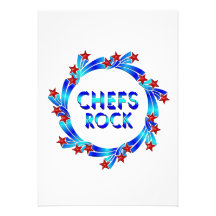Chefs Rock Red Stars Personalized Invitation