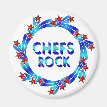 Chefs Rock Red Stars Refrigerator Magnets