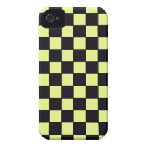 Chequerboard in Yellow and Black iPhone 4 Covers