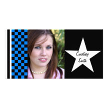 Chequerboard Star Personalised Photo Card