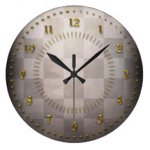 Chequered Brown Numbered Wall Clocks