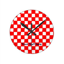 chequered pattern (red) Wall Clock