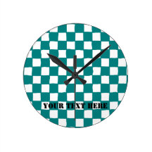 chequered pattern (teal) Wall Clock
