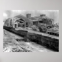 Cherbourg France After Bombardment World War II Poster
