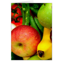 Cherries Bananas And Apples Greeting Card