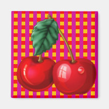 Cherries Plaid Refrigerator Magnets