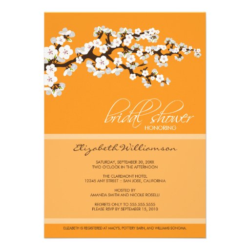 Cherry Blossom Bridal Shower Invitation (orange)