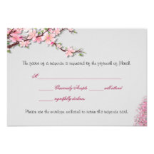 Cherry Blossom Custom Wedding RSVP Cards