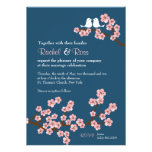 Cherry Blossom Garden (Pink Navy) Wedding Custom Invitations
