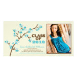 Cherry Blossom Graduation Announcement (aqua) Photo Card