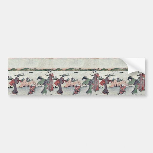 Cherry blossom in Mimeguri by Katsukawa,Shunsen Bumper Stickers
