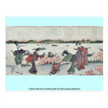 Cherry blossom in Mimeguri by Katsukawa,Shunsen Postcard