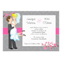 Cherry Blossom Lesbian Wedding Invitation