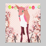 Cherry Blossom Pretty Pink Fawn Pok-a-dot Art canvas prints