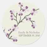 Cherry Blossom Wedding Invitation Seal 2 (plum) Round Stickers