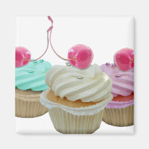 Cherry cupcakes refrigerator magnet