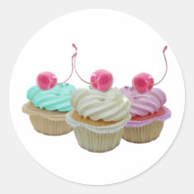 Cherry cupcakes round sticker
