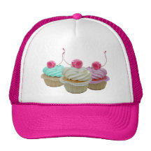 Cherry cupcakes trucker hat