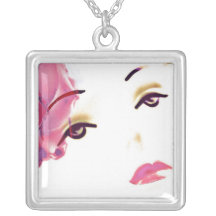 Cherry Pink Pretty Girl, silver necklace charm