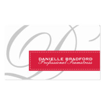 Cherry Red Monogram Business Cards