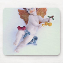 Cherub angel holding peaches mousepads