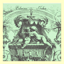Cherub Angels French Architecture Green invitations
