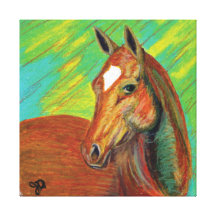 Chestnut Horse Head Art Stretched Canvas Print