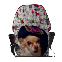 Chi Chi in Flowers  - Chihuahua Puppy in Cute Hat Courier Bag