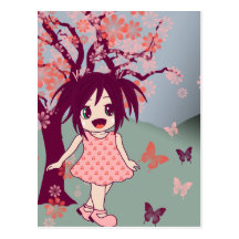 Chibi Anime Manga Cute Japanese Girl Postcard