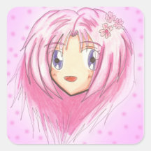 Chibi Head- Mio Square Stickers