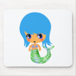 chibi magical mermaid blue hair mouse pad
