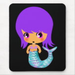 chibi magical mermaid purple hair mouse pads