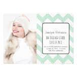 Chic Chevron Zigzag Green Graduation invitations
