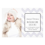 Chic Chevron Zigzag Navy Blue Graduation invitations