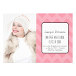 Chic Chevron Zigzag Pink  Graduation Announcement invitations